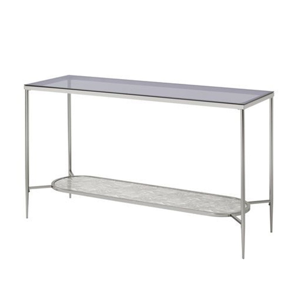 Sofa Table with Textured Obround Shelf, Silver - BM262204