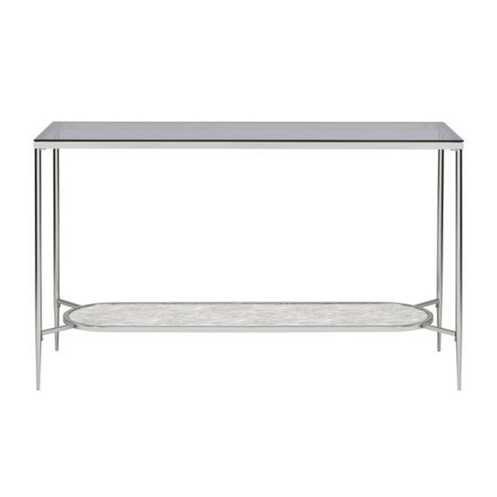Sofa Table with Textured Obround Shelf, Silver - BM262204