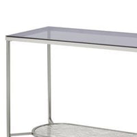 Sofa Table with Textured Obround Shelf, Silver - BM262204