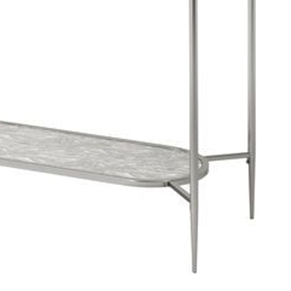 Sofa Table with Textured Obround Shelf, Silver - BM262204
