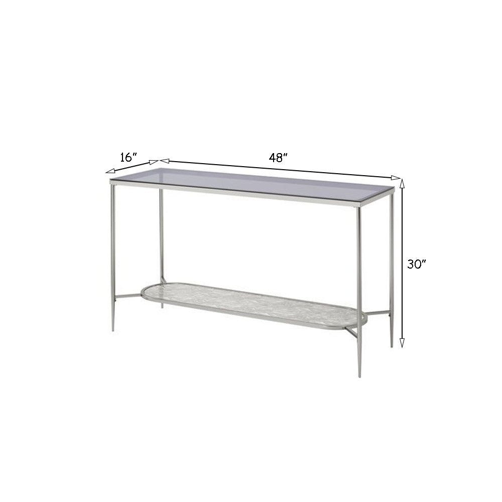 Sofa Table with Textured Obround Shelf, Silver - BM262204