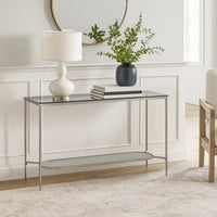Sofa Table with Textured Obround Shelf, Silver - BM262204