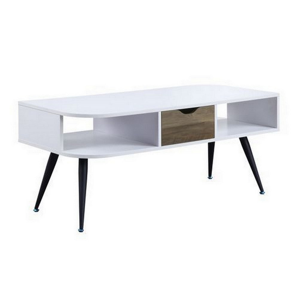 Coffee Table with Melamine Paper Veneer Top and 1 Drawer, White - BM262207