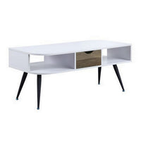 Coffee Table with Melamine Paper Veneer Top and 1 Drawer, White - BM262207