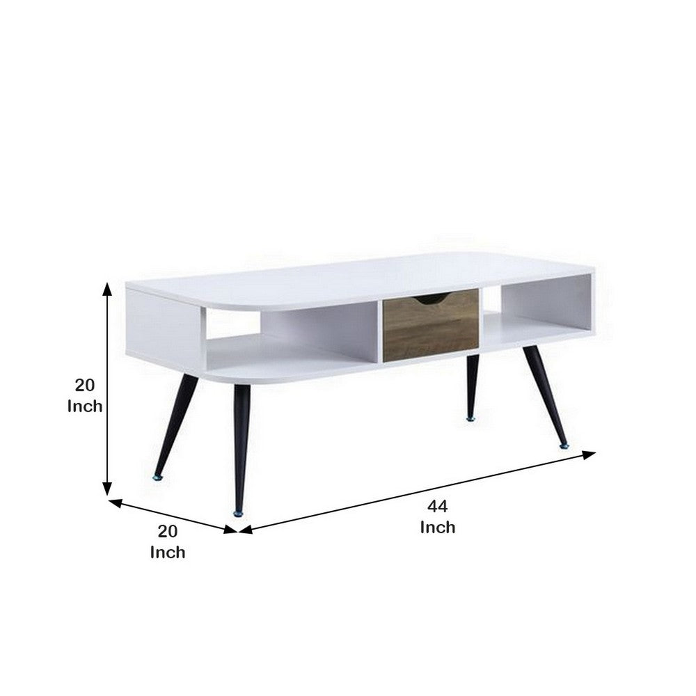 Coffee Table with Melamine Paper Veneer Top and 1 Drawer, White - BM262207