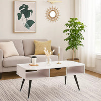 Coffee Table with Melamine Paper Veneer Top and 1 Drawer, White - BM262207