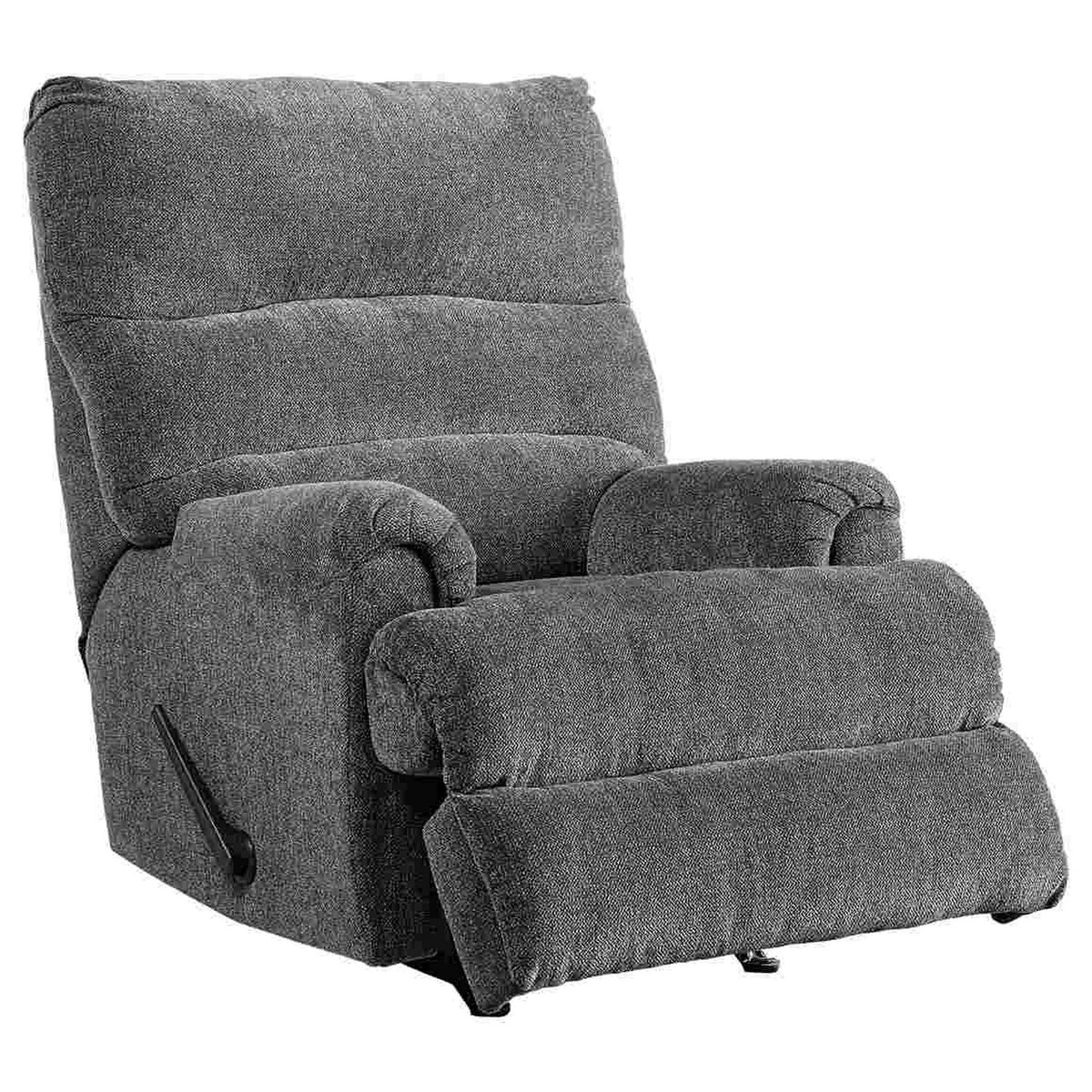 Manual Rocker Recliner with Fabric and Pull Lever, Gray