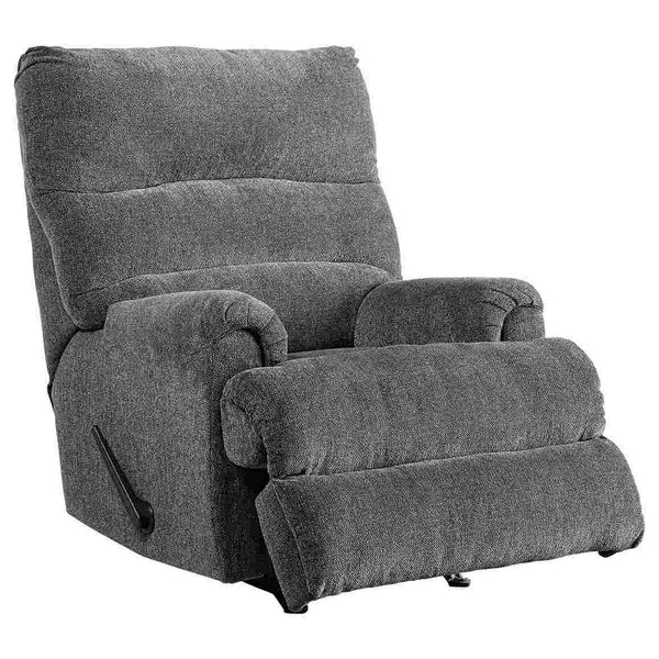 Manual Rocker Recliner with Fabric and Pull Lever, Gray