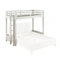 Twin Loft Bed with 1 Queen Bed and Fixed Ladder, White - BM262399