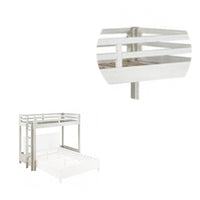 Twin Loft Bed with 1 Queen Bed and Fixed Ladder, White - BM262399