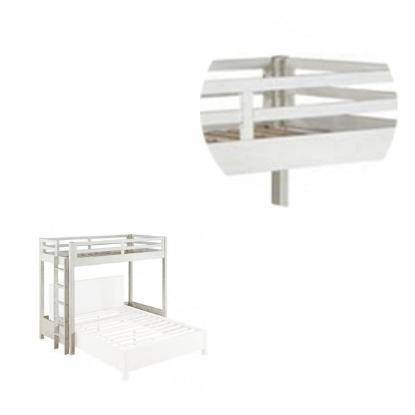 Twin Loft Bed with 1 Queen Bed and Fixed Ladder, White - BM262399