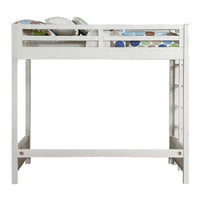 Twin Loft Bed with 1 Queen Bed and Fixed Ladder, White - BM262399