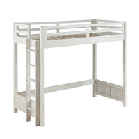 Twin Loft Bed with 1 Queen Bed and Fixed Ladder, White - BM262399