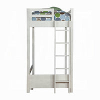 Twin Loft Bed with 1 Queen Bed and Fixed Ladder, White - BM262399