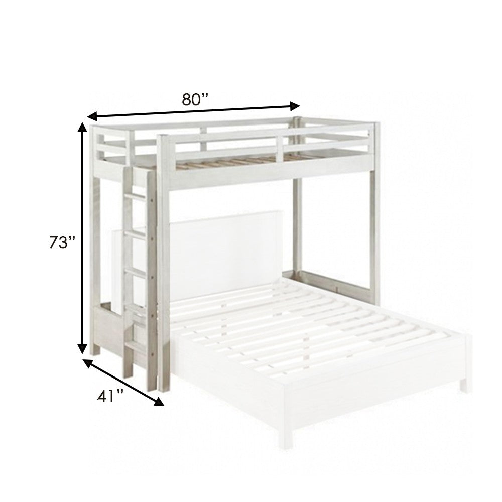 Twin Loft Bed with 1 Queen Bed and Fixed Ladder, White - BM262399