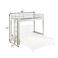 Twin Loft Bed with 1 Queen Bed and Fixed Ladder, White - BM262399