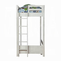 Twin Loft Bed with 1 Queen Bed and Fixed Ladder, White - BM262399