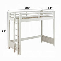 Twin Loft Bed with 1 Queen Bed and Fixed Ladder, White - BM262399