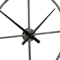 Wall Clock with Sleek Open Metal Frame and Roman Numbers, Antique Silver