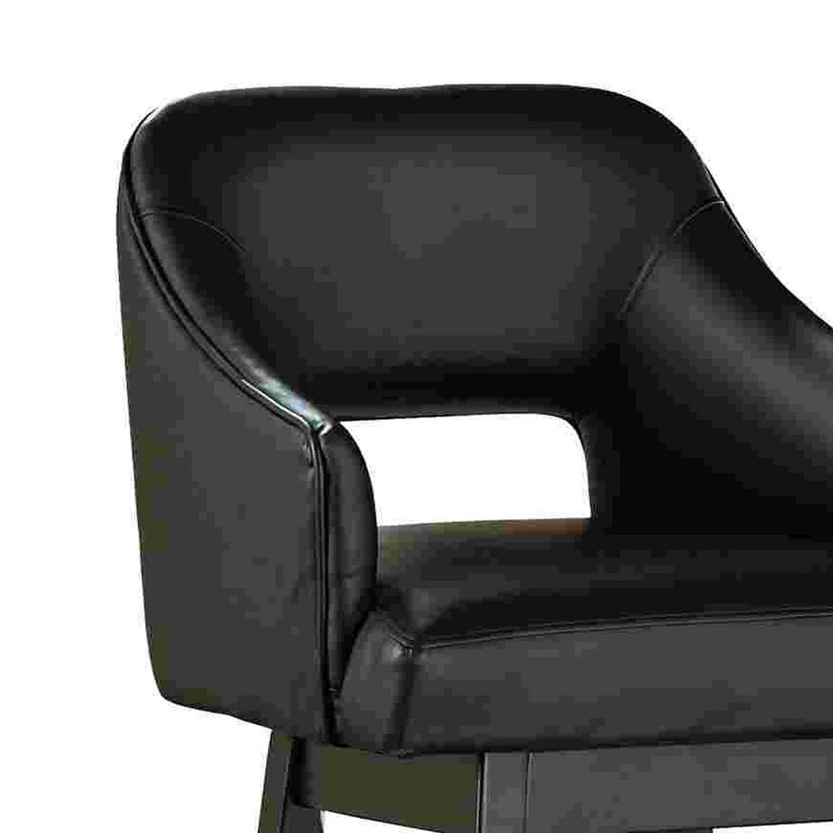 Swivel Barstool with Faux Leather and Countered Back, Set of 2, Black  - BM262476
