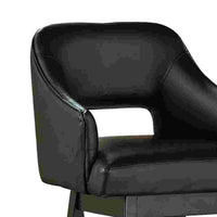 Swivel Barstool with Faux Leather and Countered Back, Set of 2, Black  - BM262476