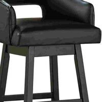 Swivel Barstool with Faux Leather and Countered Back, Set of 2, Black  - BM262476