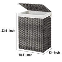 Laundry Hamper with Handwoven Rattan and Liner Bag, Gray - BM262996