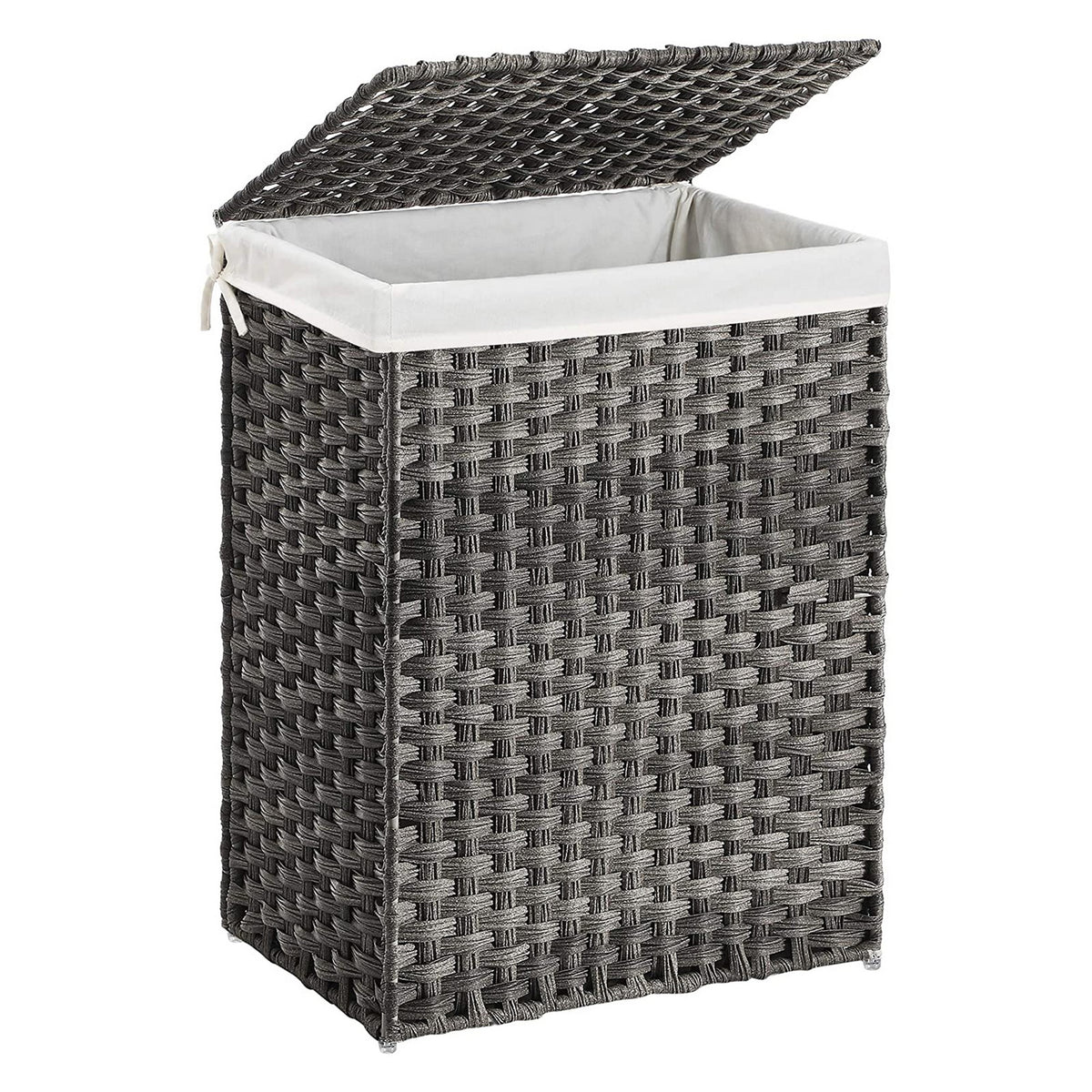 Laundry Hamper with Handwoven Rattan and Liner Bag, Gray - BM262996