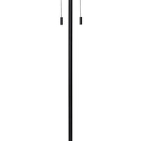 Floor Lamp with Drum Shade and Pull Chain, White and Black - BM263652