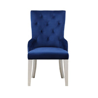 Side Chair with Button Tufted Back and Tapered Legs, Blue - BM263897
