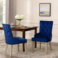 Side Chair with Button Tufted Back and Tapered Legs, Blue - BM263897
