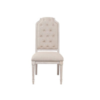 Side Chair with Tapered Legs and Button Tufted Back, Set of 2, Beige - BM263900