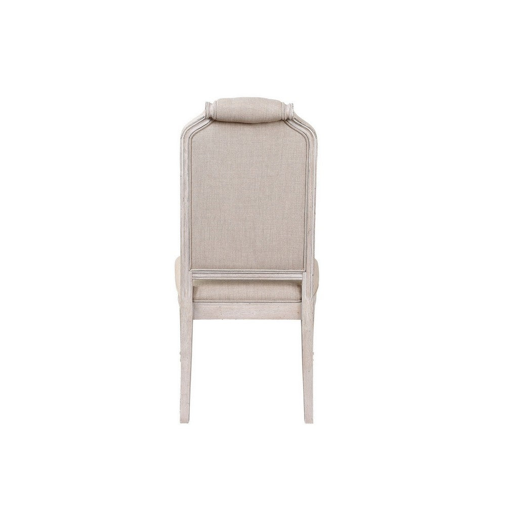 Side Chair with Tapered Legs and Button Tufted Back, Set of 2, Beige - BM263900