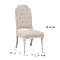 Side Chair with Tapered Legs and Button Tufted Back, Set of 2, Beige - BM263900