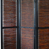 Wooden 3 Panel Foldable Bamboo and Wood Screen, Brown - BM26453