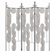 Metal Screen with Beautiful Abstract Wire Inset Design, Black and Silver - BM26460
