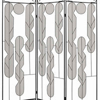Metal Screen with Beautiful Abstract Wire Inset Design, Black and Silver - BM26460