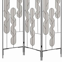 Metal Screen with Beautiful Abstract Wire Inset Design, Black and Silver - BM26460