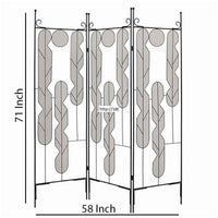Metal Screen with Beautiful Abstract Wire Inset Design, Black and Silver - BM26460