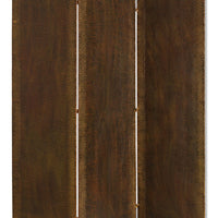 Metal 3 Panel Screen with Textured Nub Head Accent Borders, Brown - BM26471