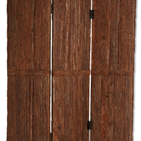 Wooden Foldable 3 Panel Room Divider with Plank Style, Small, Brown - BM26473