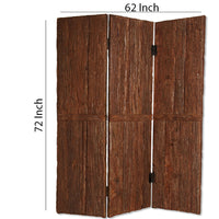 Wooden Foldable 3 Panel Room Divider with Plank Style, Small, Brown - BM26473