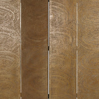 Foldable 4 Panel Canvas Room Divider with Swirl Details, Gold - BM26480