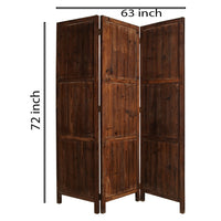 Wooden 3 Panel Room Divider with Plank Pattern, Brown - BM26488