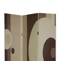 Canvas Print 3 Panel Room Divider with Circle Design, Beige and Brown - BM26490