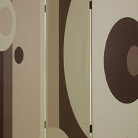 Canvas Print 3 Panel Room Divider with Circle Design, Beige and Brown - BM26490
