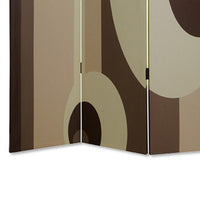 Canvas Print 3 Panel Room Divider with Circle Design, Beige and Brown - BM26490