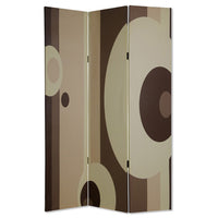 Canvas Print 3 Panel Room Divider with Circle Design, Beige and Brown - BM26490