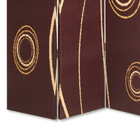 3 Panel Foldable Canvas Room Divider with Circle Design, Brown and Yellow - BM26491