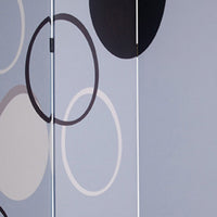 3 Panel Room Divider with Overlapping Circles Pattern, Black and Gray - BM26493